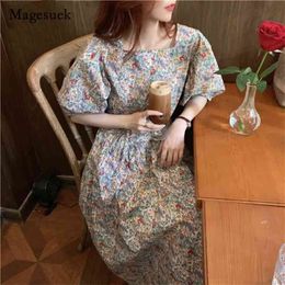 French Style Chic Floral Printed Dress Women Vintage Short Puff Sleeve Spring Summer Elegant es Vestidos 14557 210512