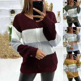 Women Fashion Autumn Winter Sweater V-Neckline Solid Loose Regular Long Sleeve Sweaters Casual Furry Pullover Y1110