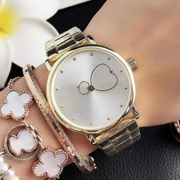 Brand Watches Women Lady girls Heart pointer style steel band Quartz wrist Watch T145