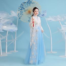 Hanfu Women stage wear Chinese Traditional folk Dance Fairy Costume Cosplay show Female elegant gown ancient Princess Clothing