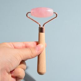 Face jade massager roller devices Pink crystal single head wooden rod appliance spot 10pcs a lot new women's comfortable relax muscle eliminate the dark circles