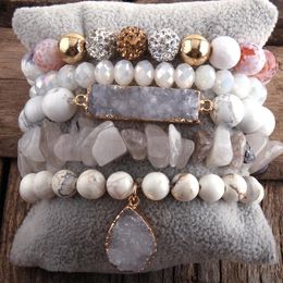 Fashion Bohemian Jewelry Boho Beaded Bracelet 5pc Bangle Bracelets Sets For Natural Stone And Crystal Women Gift DropShip Beaded, Strands