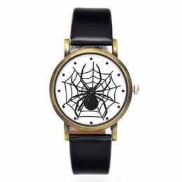 Wristwatches Black Spider Web Watches PU Leather Band Men Women Fashion Jewellery Decoration Quartz Wrist Watch