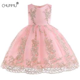 Girl Dress Princess for Girls Lace Tulle Elegant Wedding Flower Party es Tutu Bridesmaid Birthday Baby 210508
