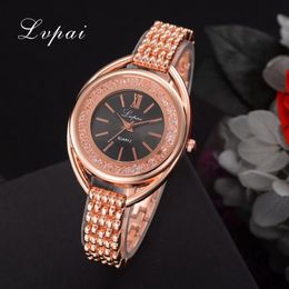 Wristwatches Fashion Luxury Ladies Watch Women 2021 Rhinestone Casual Womens Watches Rose Gold Bracelet Montre Femme Clock Relogio274O