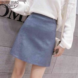 Arrival Autumn Winter Sexy Lady Skirts Women Trend Solid PU Faux Leather Skirt Mini Female Zipper 7733 50 210506