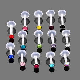 Dangle & Chandelier 14Pcs/lot Bioplast Tragus Piercing Lip Piercings Labret Ring Cartilage Ear Studs Rings Body Jewellery