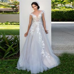 -2020 neue Mode einfache Spitzenapplikationen Brautkleider Brautkleider formale Reißverschluss zurück Vestidos de Mariee