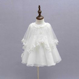 Retail born Baby Christening Gown Infant Girls Princess Lace Baptism Dress Toddler Girl Dresses 3pcs/set 1776BB 210610