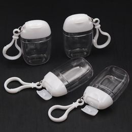 30ML Hand Sanitizer Bottles With Key Ring Hook Clear Transparent Plastic Refillable Containers Travel Bottle RH3420