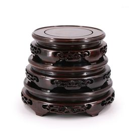 Decorative Objects & Figurines Ebony Carved Base Pierced Vase Brackets Stones Teapots Bonsai Flower Pots Incense Burner Buddha Mahogany Circ