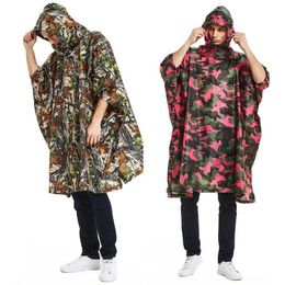 Outdoor Hats Rain Poncho Waterproof Camouflage Coat Camo Shelter Gear For Camping Fishing