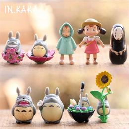 9pcs kawaii cute Anime My Neighbor Totoro micro garden landscape decoration Lawn ornaments figures toys DIY aquarium accessories 211105