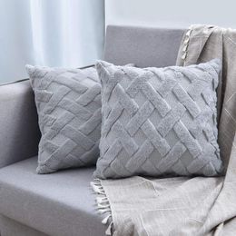 Cushion/Decorative Pillow Solid Colour Wave Cushion Cover Faux Fur Plush Case For Car Sofa Home Decorative Covers 45x45cm