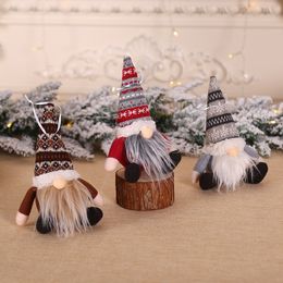 Christmas Plush Doll Hanging Ornament Decorations Knitted Gnome Dolls Xmas Tree Wall Hang Pendant Holiday Decor Gift 6 Colours Free DHL or UPS HH9-2461