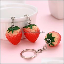 Key Rings Jewelry Stberry Keychains Keyring For Women Girl Simated Fruit Cute Car Holder Drop Delivery 2021 Hfksc
