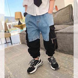 2021 Autumn Winter Baby Jeans Patchwork Jeans for Boys Casual Loose Jeans Baby Boys Fashion Trousers Toddler Denim Pants W265 G1220