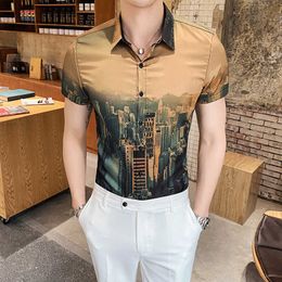 Big Size 3D Print Men Shirt Short Sleeve Casual Slim Fit Dress Shirt Streetwear Social Blouse Fashion Men Clothes Camisa 210527