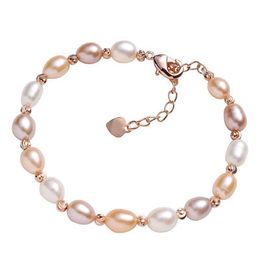 -Brazaletes de perlas de perlas barrocas naturales de agua dulce para mujeres Beads Jewelry Elastic Charm Pulsera