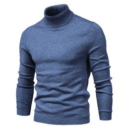 Winter Men Turtleneck Sweater Casual Solid Color Warm Pullover High Quality Slim Neck Long Sleeve 210909