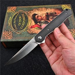 On Sale!! Flipper Folding Knife M390 Drop Point Blade Carbon Fiber+Steel Sheet Handle Outdoor EDC Pocket Knives