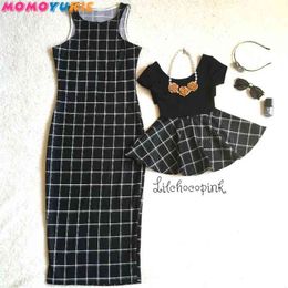 mother mommy and me dresses clothes family look dress summer plaid matching family outfits mum mama and daughter dress 210713