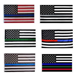 90*150CM American Flags Blue Stripe Garden Police Flag 8 Colors United States Stars USA US Of America