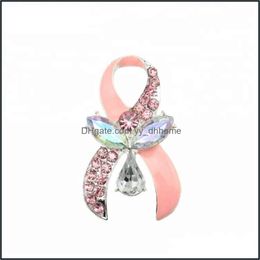 Pins, Brooches Jewelry Breast Cancer Awareness Ribbon Crystal Angel Pin Brooch Drop Delivery 2021 C8Gdu