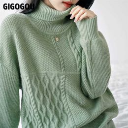 GIGOGOU Thick Warm Turtleneck Sweater For Women Pullover s Autumn Winter Knit Jumper Christmas Pull Femme 211011