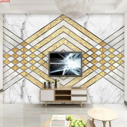 Custom Photo Mural Wall Covering 3D Modern Luxury Geometric Marble Pattern Living Room TV Background Non-woven Wallpaper Muralsgood quatity