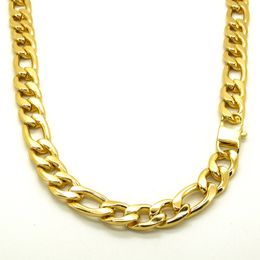 36 inch chains Canada - 12mm Men Jewelry 18K Gold Plated Figaro Chain Stainless Steel Necklace T and CO Curb Cuban Choker 18 - 36 Inches Long Waterproof