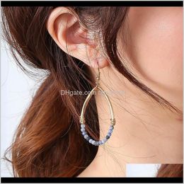 & Chandelier Fashion Big Metal Geometric Dangle Woman Natural Stone Earrings Bohemian Eardrop Statement Female Jewellery Party Gift Drop Deliv