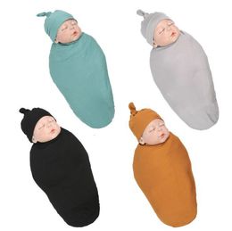 The latest 120X80CM blanket, 1 set of 3 hats, headbands, wrapping towels, baby swaddling sleeping bags, support customization