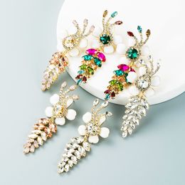 Fancy Flower Dangle Earrings for Woman Trendy Multi Color Crystal Long Drop Earring Girl Party Jewelry Brincos