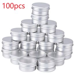 100pcs Aluminium Jar Tins 20ml 39*20mm Screw Top Round Aluminumed Tin Cans Metal Storage Jars Containers With Screws Cap Lip Balm Containers 5ml 10ml 15ml 25ml 30ml 35ml
