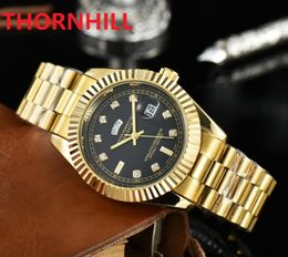 Мужчина День Дата Quartz Watches 40 мм полное твердое изящное ремешок из нержавеющей стали высшее качество наручных часов Сапфир Супер фабричные часы Montre de Luxe