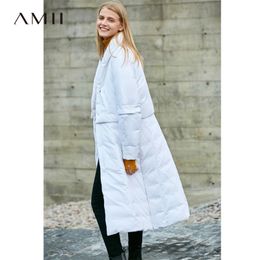 White Duck Down Jacket Winter Women Side Zipper Solid Loose Female Long Coat 11796196 210527