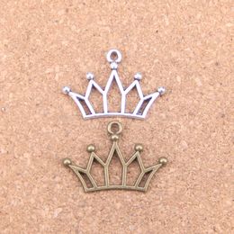 92pcs Antique Silver Bronze Plated hollow crown Charms Pendant DIY Necklace Bracelet Bangle Findings 20*30mm