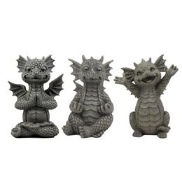 Garden Decorations Dragon Meditation Statue In The Yard Fantasy Resin Collecting Crafts 18x11x9cm Outdoor Decoration