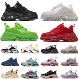 Wholesale Triple S Womens Mens Luxurys Designers Shoes 17FW Paris Sneakers Running RED Dad Crystal Bottoms Black White Vintage Clear Sole Loafers Trainers