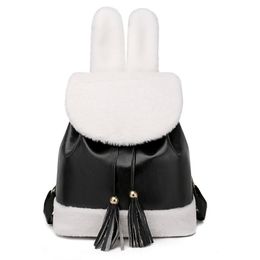 Outdoor Bags Winter Velvet PU Leather Women's Backpack Tassel Zipper Head Travel Mini School For Girls