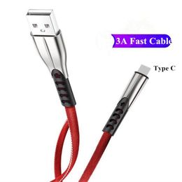 Type C Cable 3A Fast Charging Zinc Alloy USB C Cable For S10 Xiaomi Micro USB Cable for Tablet Android Phone data Charger Cord