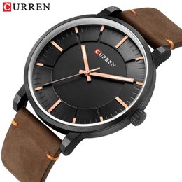 Mens Watches Simple Fashion Analogue Quartz CURREN Casual Business Leather Wristwatch Male Clock Classic Men's Watch erkek saati 210517