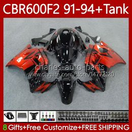 Bodys +Tank For HONDA CBR600 CBR 600 F2 FS CC 600F2 91-94 Bodywork 63No.39 Hot orange 600FS 600CC CBR600F2 91 92 93 94 CBR600-F2 CBR600FS 1991 1992 1993 1994 Fairing Kit