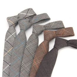 2021 6cm business tie for men plaid necktie cotton neck tie skinny grey neckties for suit men's neckwear 2pcs/lot