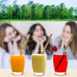 Good Quality 20cm Reusable Yellow Colour Bamboo Straws Eco Friendly Handcrafted Natural Drinking Straw DH8888