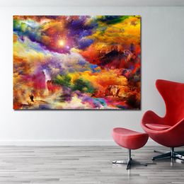 bright Colours house rock art painting Poster Canvas Wall Art Print Painting Wall Pictures For Living Room Home Decor