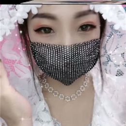 Female Summer with Diamond Mask Decoration Nightclub Personality Korean Student Bright Cool Ice Silk Sunscreen 1EHW726