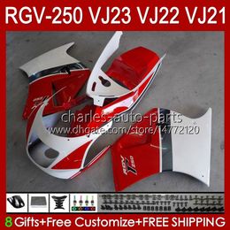 OEM white red good Body For SUZUKI RVG250 250CC VJ 23 RGV250 SAPC VJ23 Cowling RGV-250CC 1997 1998 Bodywork 107HC.68 RGVT-250 RGVT RGV 250 CC RGV-250 Panel 97 98 Fairing Kit