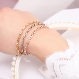 Link, Chain Minimalist Of Trend Women's Metal Flat Japanese Word Simple And Elegant Gold Bracelet